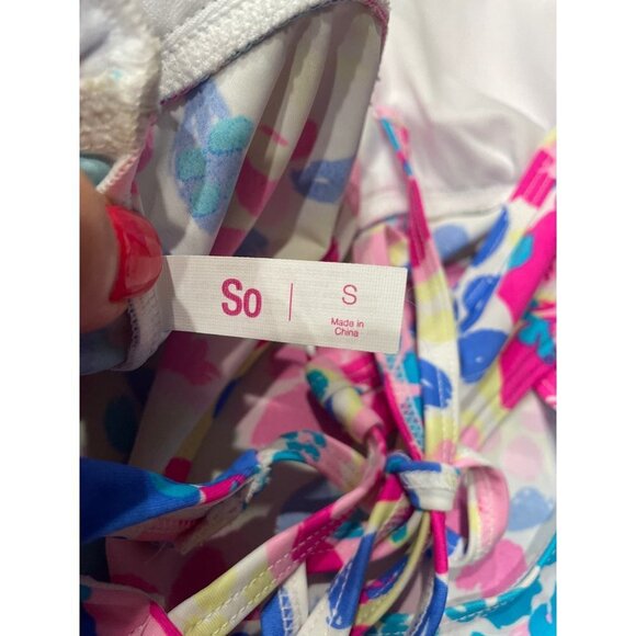 So NWT Floral Tankini Halter Pullover Swim Top Sz S Juniors - Picture 6 of 7